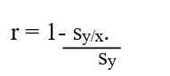  The correlation coefficient is given by the following equation. A)    B)    C)    \frac{Unexplained variation}{Total variation}  D)    E)  None of the above. 