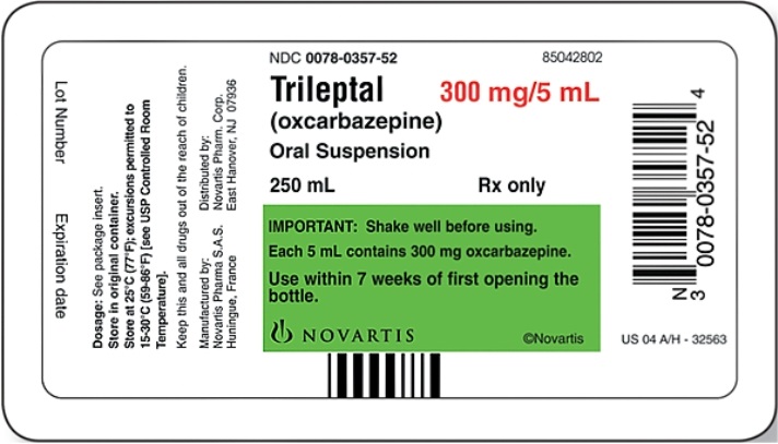 Ordered: Trileptal 300 mg po bid for 14 days On hand: See label   Calculate the amount to dispense: _______________.   
