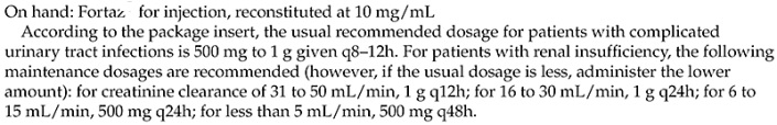 The patient is a 94-year-old female, 5 ft 10 in. tall, weighs 170 lb, and has a creatinine clearance of 4 mL/min. She is diagnosed with a complicated urinary tract infection. Ordered: Fortaz 500 mg IV q 48 h. Is this a safe dose to administer? Write: safe or not safe.   