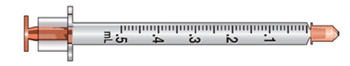 The amount to administer is 0.23 mL. Select the correct syringe: _______________. A)     B)     C)   