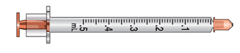The amount to administer is 0.85 mL. Select the correct syringe: _______________. A)     B)     C)   