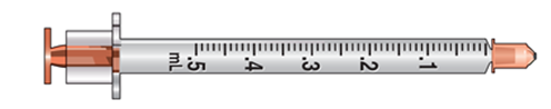 The amount to deliver is 1 mL. Select the correct syringe: _______________. A)     B)     C)   