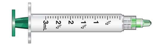The amount to administer is 0.48 mL. Select the correct syringe: _______________. A)     B)     C)   