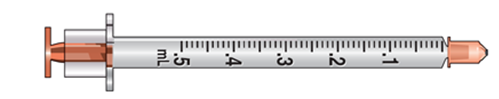 The amount to administer is 0.48 mL. Select the correct syringe: _______________. A)     B)     C)   