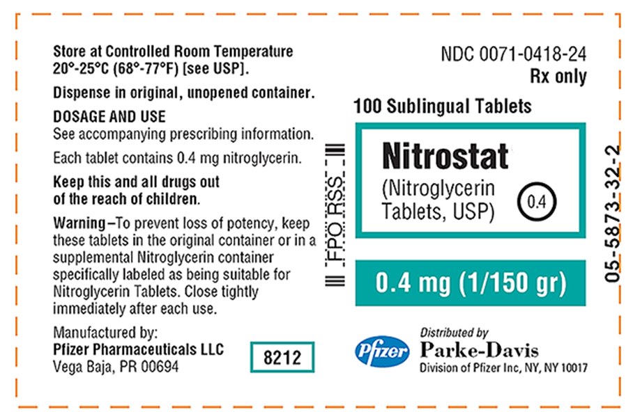 What is the dose on hand for Nitrostat?   A)    B)  0.4 mg C)  tablet D)  100 tablets