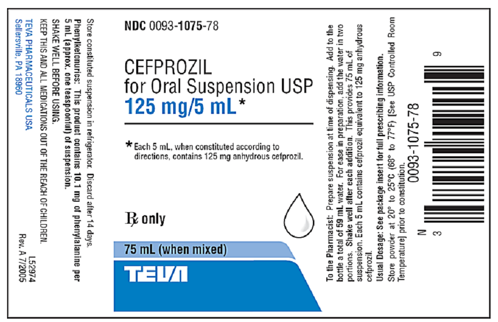 Ordered: Cefprozil 1 tsp po q12hr for 10 days. What is the desired dose?   A)  125 mg B)  10 mL C)  5 mL D)  75 mg