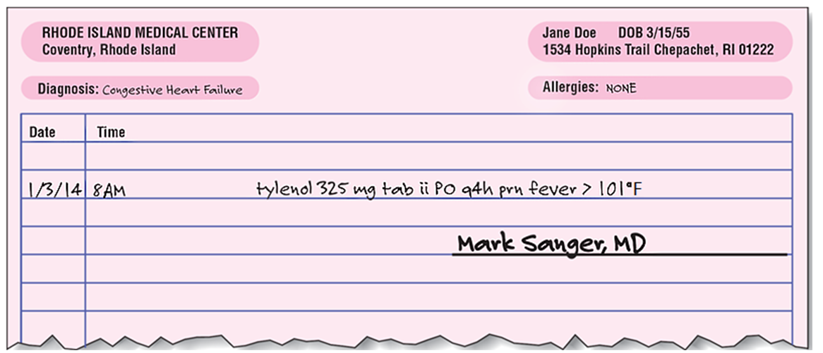 How many milligrams of Tylenol will the patient receive at each dose?   A)  175 mg B)  325 mg C)  650 mg D)  975 mg