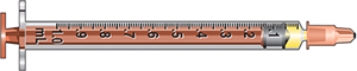 The amount of medication in this syringe is _______________ (use correct notation).   