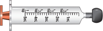 In household measure, _______________ is the maximum amount of medication this syringe can be used to measure.   