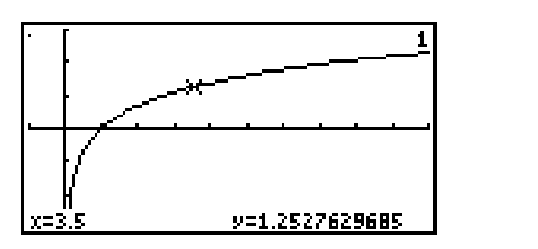  Write the logarithmic and exponential equations associated with the display. - g(x) =\ln x     A)   \ln 3.5=1.2527629685 ; \mathrm{e}^{1.2527629685}=3.5  B)   \ln 3.5=0.54406804435 ; \mathrm{e}^{0.54406804435}=3.5  C)   \ln 1.2527629685=3.5 ; \mathrm{e}^{3.5}=1.2527629685  D)   \ln 0.54406804435=3.5 ; \mathrm{e}^{3.5}=0.54406804435