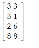 Find the transpose of the matrix. -   A)     B)    C)    D)   