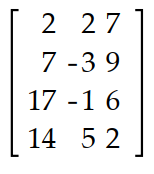Find the transpose of the matrix. -   A)     B)    C)    D)   