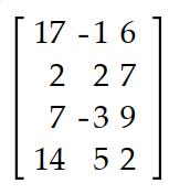 Find the transpose of the matrix. -   A)     B)    C)    D)   