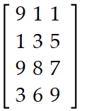 Find the transpose of the matrix. -   A)     B)    C)    D)   