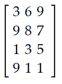 Find the transpose of the matrix. -   A)     B)    C)    D)   