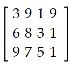 Find the transpose of the matrix. -   A)     B)    C)    D)   