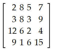 Find the transpose of the matrix. -   A)     B)    C)    D)   