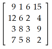 Find the transpose of the matrix. -   A)     B)    C)    D)   