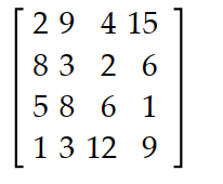 Find the transpose of the matrix. -   A)     B)    C)    D)   