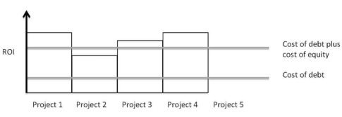 Suppose a manager was going to invest in the projects shown in the figure below and that the manager can select more than one project. Which should he/she choose if: a) ROI is the most important objective; b) improved earnings are the important objective; or c) improving shareholder returns is the most important objective?