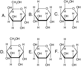 Identify all the epimeric pairs in the structures shown below.  