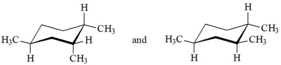 Identify the relationship between the following two structures.   A)  constitutional isomers B)  stereoisomers C)  different conformations of the same compound D)  identical