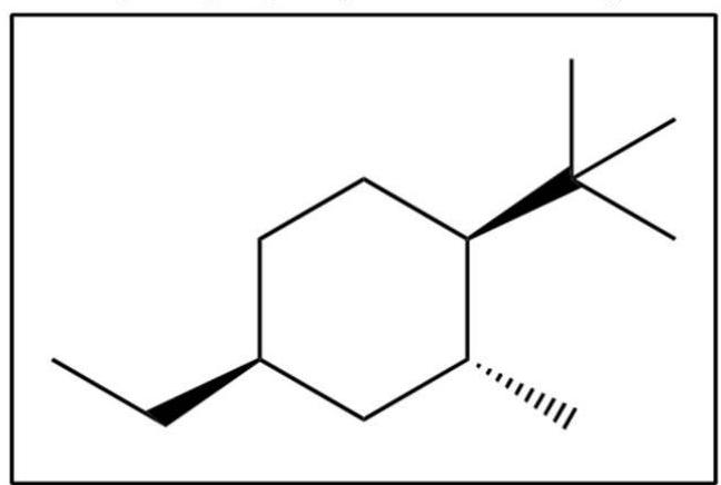 How many alkyl groups would be equatorial in the most stable conformation of the cyclohexane below?   A)  one B)  two C)  three D)  four