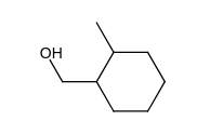 Which of the following does not give 1, 2-dimethylcyclohexene as one of the acid-catalyzed dehydration products? A)    B)    C)    D)    