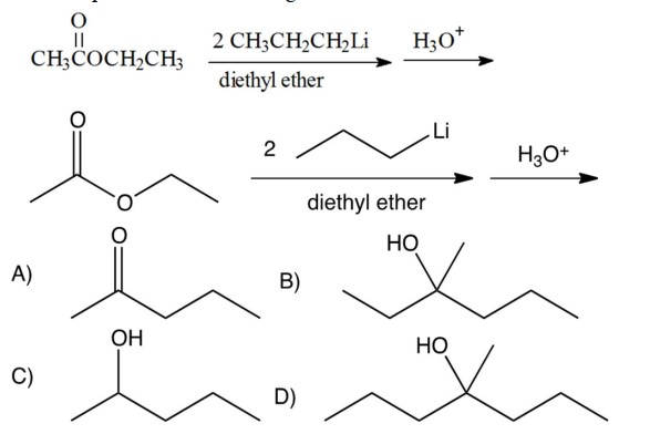 What is the product of the following reactions?   A)  A B)  B C)  C D)  D