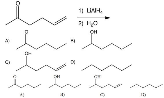 <strong>What is the product of the following reaction? </strong> A) A B) B C) C D) D