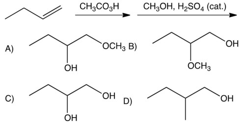 What is the product of the reactions below?   A)  A B)  B C)  C D)  D