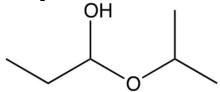 The compound shown below is the hemiacetal formed between   A)  propanal and 2-propanol. B)  2-methylpropanal and ethanol. C)  acetone and 1-propanol. D)  ethanal and 2-methyl-1-propanol.