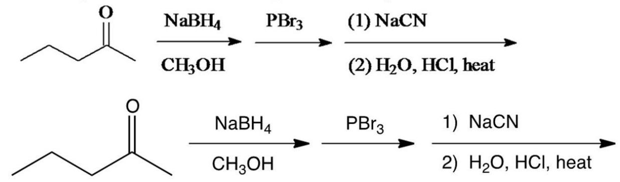 What is the product of the following reaction sequence?   A)  2-methyl-1-pentanol B)  2-methylpentanoic acid C)  2-bromo-3-methylpentanoic acid D)  4-hydroxyhexanoic acid