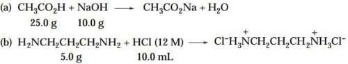 For each of the following reactions, (1) identify the limiting reagent, and (2) calculate the theo- retical yield of the organic product. (Note: The equations as shown are not necessarily bal- anced.)   