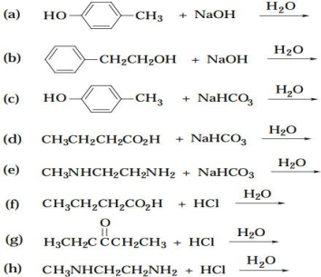 Complete the following equations. If no appreciable reaction occurs, write  no reaction.    
