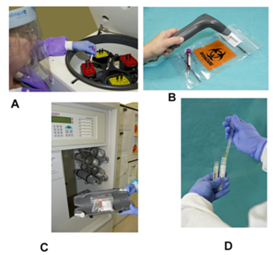    Which image represents the function of a laboratory courier? A)  Image A B)  Image B C)  Image C D)  Image D 