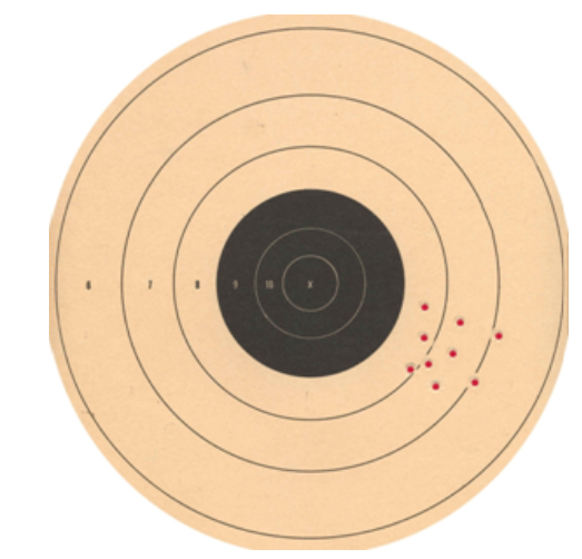   -This image represents test values that are A)  accurate but not precise B)  precise but not accurate C)  neither accurate nor precise D)  both accurate and precise 