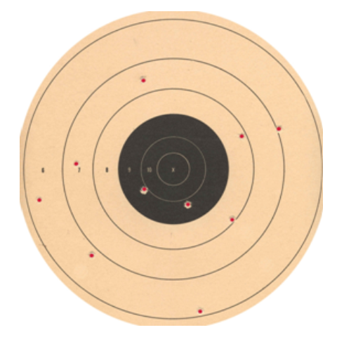   -This image represents test values that are A)  accurate but not precise B)  precise but not accurate C)  neither accurate nor precise D)  both accurate and precise 