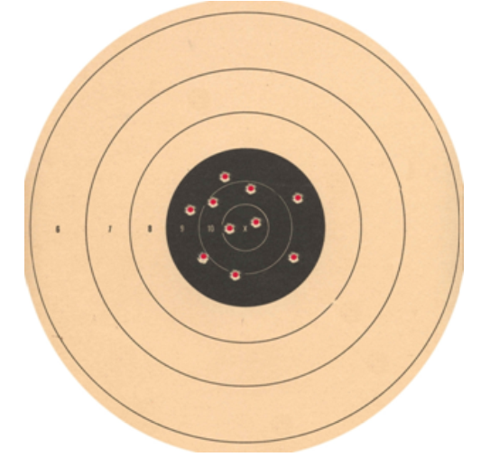   -This image represents test values that are A)  accurate but not precise B)  precise but not accurate C)  neither accurate nor precise D)  both accurate and precise 