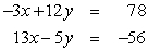 Find all solutions to the given system of equations.   A)  (-2, 6)  B)  (2, -6)  C)  (6, -2)  D)  (-6, 2) 