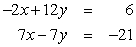 Use Gaussian elimination to find all solutions to the given system of equations. Work directly with equations rather than matrices.   A)  (3, 2)  B)  (-5, 0)  C)  (-3, 0)  D)  (0, -3) 