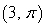  Convert the rectangular coordinates (-3, 0)  to polar coordinates (r,  \pi ) . Use radians, and always choose the angle to lie in the interval (-  \pi ,   \pi ]. A)    B)    C)    D)    