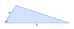    -Find the value of  \theta  (in radians)  if a = 12 units, b = 4 units, the area of the triangle equals 12 square units, and    . A)    B)    C)    D)    