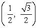 For the point  , find the angle the radius of the unit circle ending at that point makes with the positive horizontal axis. Among the infinite number of possible correct solutions, choose the one with the smallest absolute value. A)     B)     C)     D)    