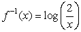 Find a formula for the inverse function   of the indicated function f. f(x)  = 2<sup>x</sup> A)     B)     C)     D)   