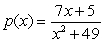 Suppose and . Write the expression (pq)(x) as a ratio, with the numerator and denominator each written as a sum of terms of the form cx<sup>m</sup>.