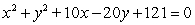 Transform the equation    into standard form by completing the square. State the center and radius.