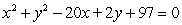 State the center and radius of the equation       .