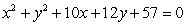 State the center and radius of the equation       .