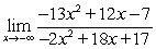  Find the limit, if it exists.   A)  -7/17 B)  0 C)   \infty  D)  13/2 
